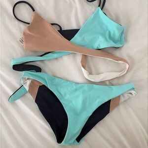L*Space Aqua and Tan Bikini Set